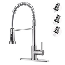 Kitchen Faucets with Pull Down Sprayer: Brushed Nickel 3-Function Kitchen Sin...