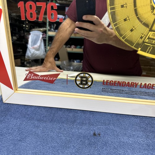 NEW BUDWEISER BEER BOSTON BRUINS MIRROR SIGN 3-D "THE GARDEN" 26.5" X 21.5" - Picture 7 of 18