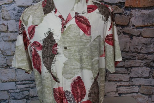 TOMMY BAHAMA New Men’s Hawaiian Camp Shirt Leaf Geometric Design All Silk XL - Picture 10 of 15