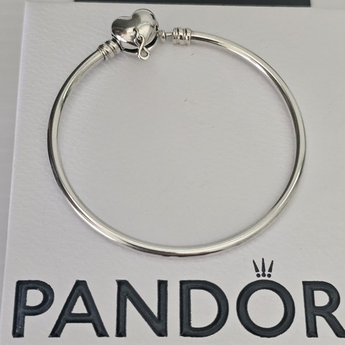 Pandora Forever Love Infinity Heart Silver Charm Bangle 598891 17 cm Free Post - Picture 2 of 18