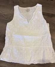 Loft Women’s Tank Top S Small White V-Neck