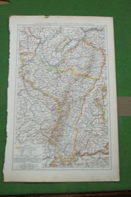 ELSASS-LORRAINE & BAYERN antike 16 x 11 Zoll Karte der Zeit 1896