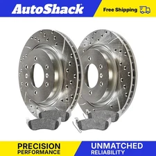 Rear Drilled Slotted Brake Rotors Premium Ceramic Pads for Ford F-150 5.4L