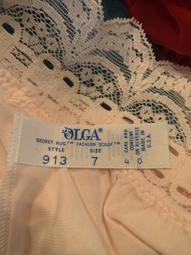 Bikini slip Olga Secret Hug nylon setoso bordo in pizzo 7/L rosa scoop moda nuovo senza etichette - Foto 3 di 6