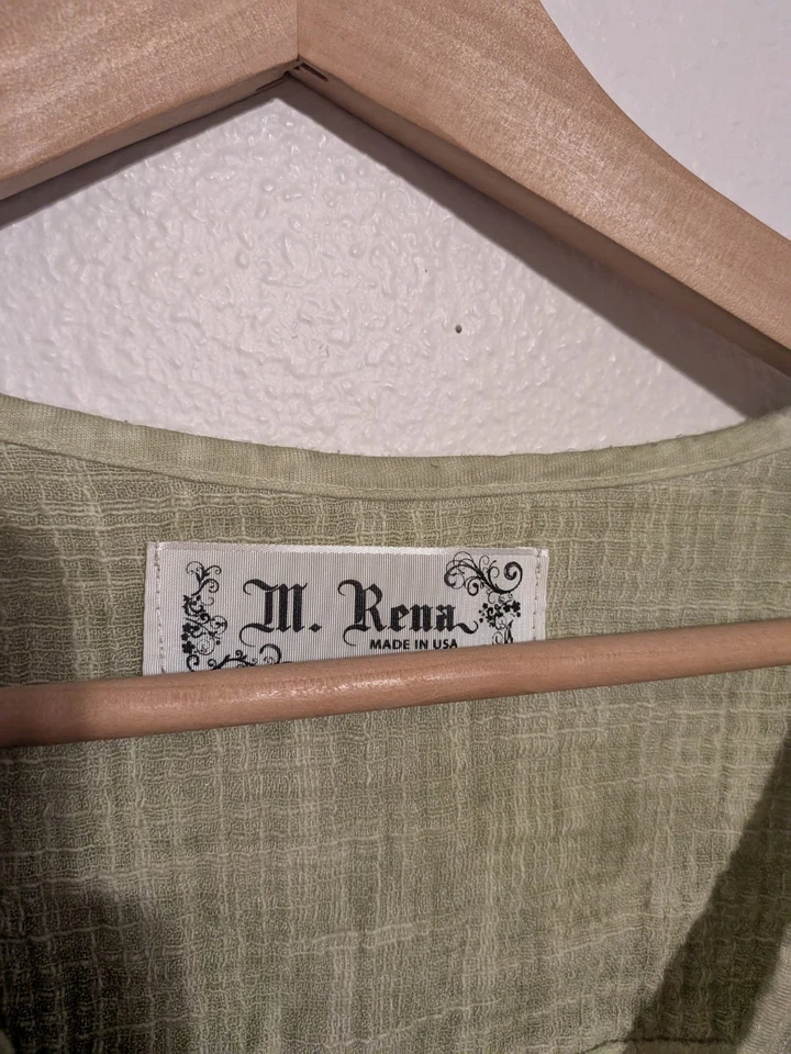 Blusa m. Rena lino verde talla L caprichosa hada Foto 3 de 4