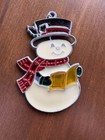 Snowman Suncatcher, Vintage Metal And Glass Winter Christmas Snow￼