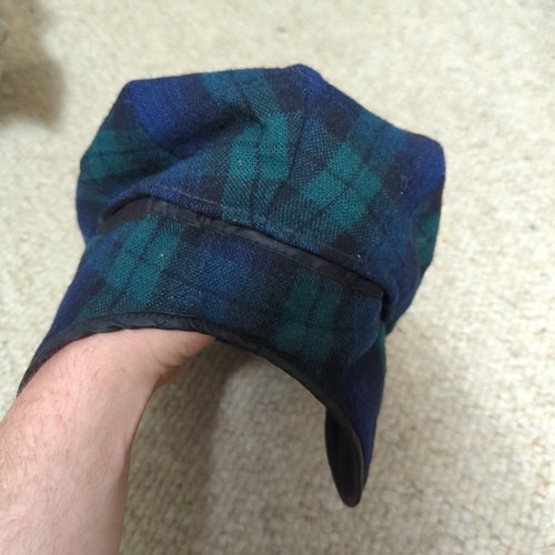 Vintage Newsboy Cap Thinsulate Lined Large Green Tartan Plaid Ear Flaps Hunting - Picture 3 of 11