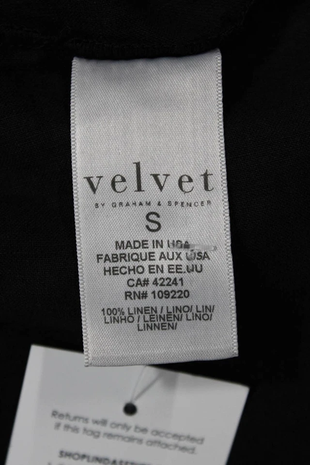 Velvet by Graham & Spencer Womens Linen Ruffled Sleeves Blouse Black Size Small - Image 4 of 4