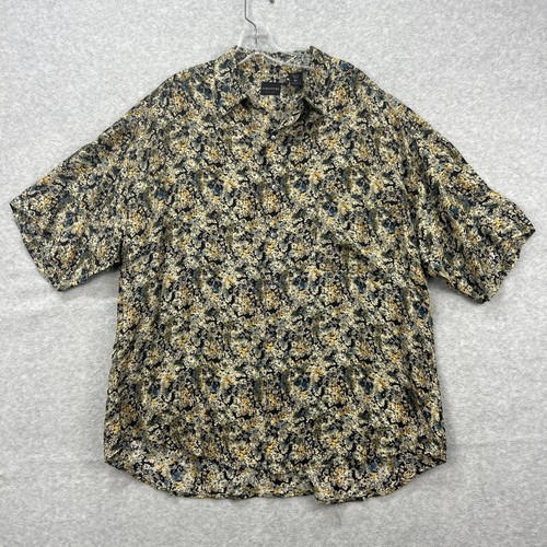 Vintage Structure Shirt Mens XL Floral Hawaiian Tropical 100% Silk Short Sleeve - Picture 1 of 6
