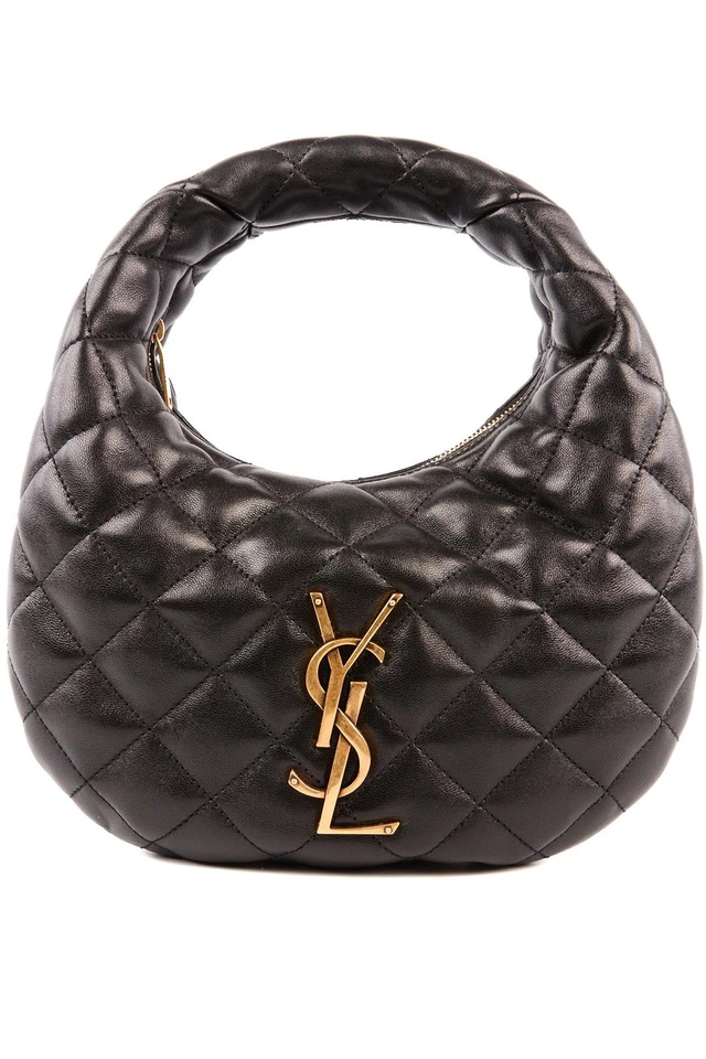 SAINT LAURENT BLACK ICARINO QUILTED LEATHER TOTE BAG