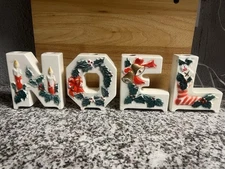 Vintage Christmas Noel Candle Holders Japan 1950s Lipper & Mann Mantle MCM GUC