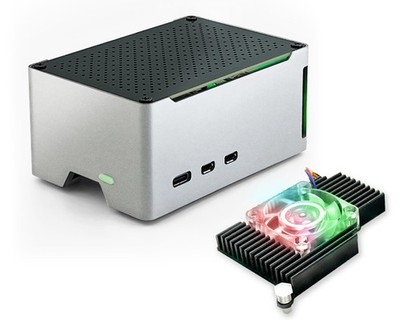 ElectroCookie Raspberry Pi 5 Case, Aluminum Compact Case with Active 1.Silver 