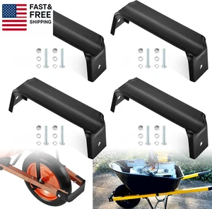 4 Pcs Black Steel Wheelbarrow Bracket d'essieu de service lourd, remplacement de la brouette A