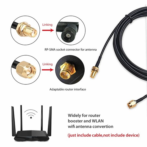 30ft WiFi Antenna SMA Extension Coaxial Cable Cord for Wi-Fi Wireless Router - Imagen 2 de 6