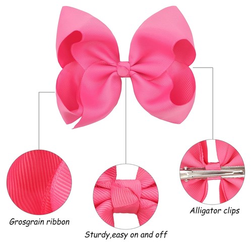 CÉLLOT 20PCS Big 6 Inch Hair Bows for Girls Grosgrain Ribbon Multi-Colored - Picture 6 of 9