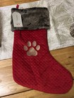 New luxurious red velvet & gold paw print Cat/ Dog Christmas Stocking BNWT