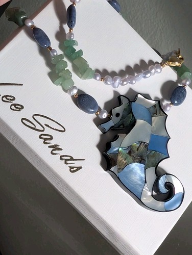 Vintage Halskette Nachlass feiner Schmuck Abalone Halbedelsteine Lee Sands - Bild 8 von 8