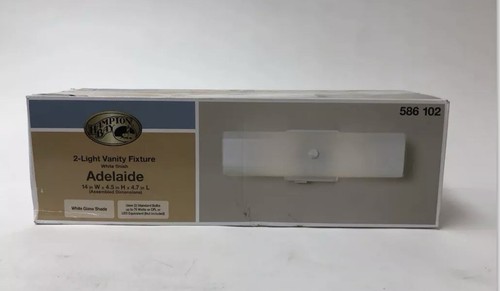 Hampton Bay Bath Bar White Finish White Glass Shade 14Wx4.5Hx4.75E 586102 - Picture 1 of 2