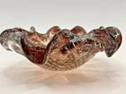 VINTAGE MURANO GLASS BOWL WITH BULLICANTE GOLD & SILVER AVENTURINE MCM