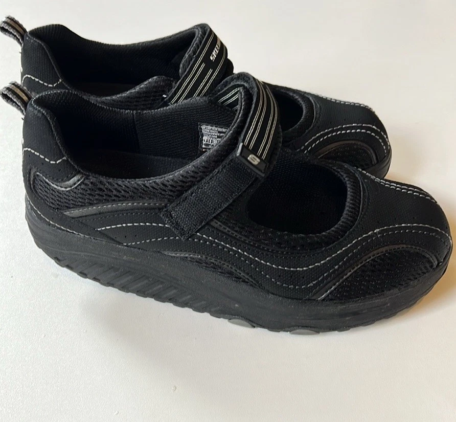 Skechers Shape-Ups Zapatos Mujer 9 Negro Azul Tonificación Caminar Tenis Malla 11807 Foto 2 de 4