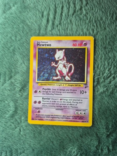 Pokemon Base 2 Set Mewtwo 10/102 Unlimited Holo Rare Card MP Vintage WOTC - Picture 1 of 4