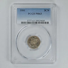1881 3 Cent Nickel 3cN PCGS PR63