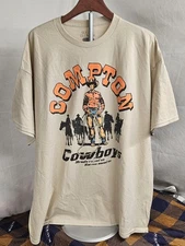 Men's Compton Cowboys Streets Raised Us Exclusive T-Shirt Size 2XL Beige