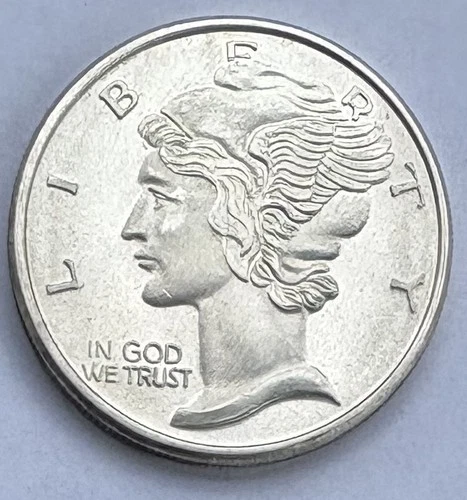 1 Troy Ounce .999 Fine Silver, Mercury Dime Design, Miss Liberty 1 OZ. 999 Fine