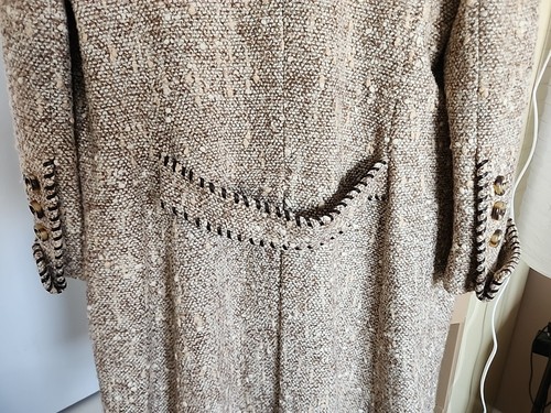 Vintage Oscar de la Renta Vintage Wool Tweed Coat Double Breasted Belted Back - Picture 11 of 17
