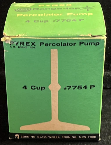 Vintage NOS Pyrex 7754 P Glass 4 Cup Coffee Percolator Pump Stem w Box