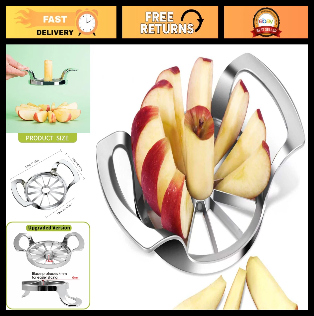 Extra Large Apple Slicer - 12-Blade Stainless Steel Corer & Cutter, Easy Use, Ti
Opens in a new wind