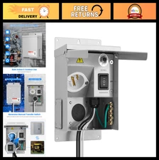 15 Amp 120V Manual Generator Transfer Switch, Waterproof Flip Cover, Prewired, C