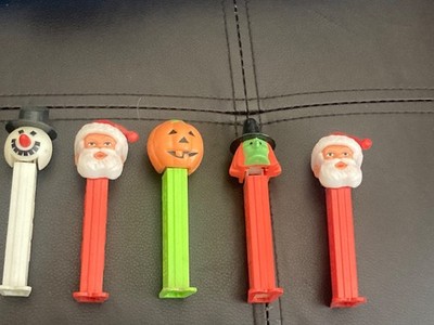 PEZ Dispenser Lot of 5 Vintage Holiday Theme Pumpkin ghost santa which  Plastic