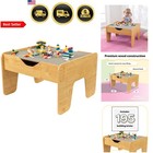 Wooden Kid Activity Table with Bricks Reversible Storage for Ages 3 plus