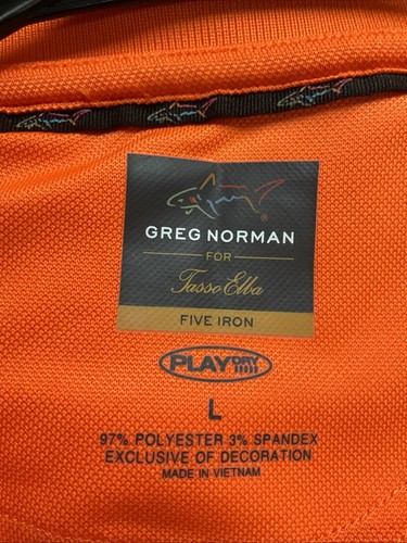 Greg Norman for Tasso Elba Five Iron Play Dry Herren Gr. L Golf Polo Bright Orange - Bild 4 von 5