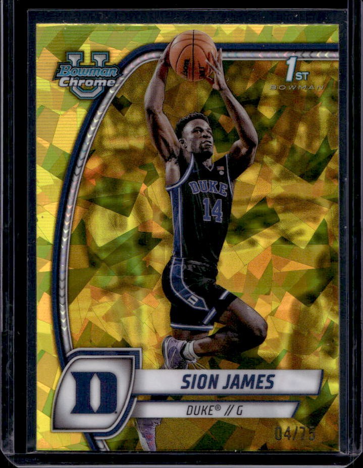 2024-25 Bowman University Chrome Sapphire Sion James Yellow Refractor #4/75