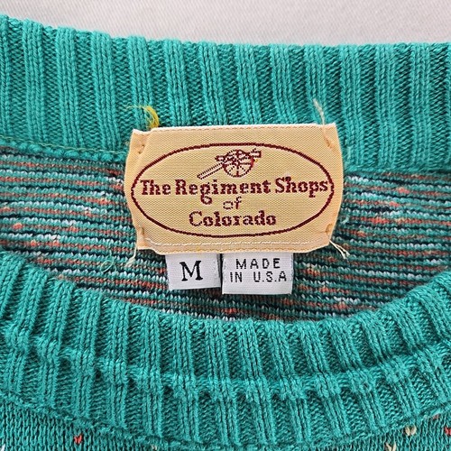 VTG 90s Textured Knit Sweater Teal Argyle Diamond Regiment Shops Mens M USA - Picture 3 of 17