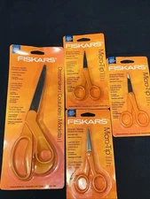 Fiskars Lot Of 4 Dressmaker Scissors 9” & #5 Orange Handles