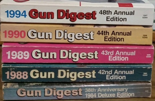 LOT OF 5: Gun Digest Books 1984 Deuxe Edition 1988 1989 1990 1994 Annual Edition - Picture 1 of 6