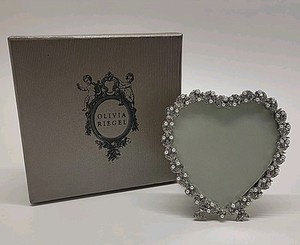 Olivia Riegel Contessa Heart Picture Frame Crystals Pearls With Tag