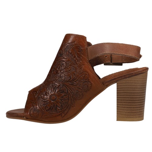 Roper Mika Floral Embossed Peep Toe Shootie Pumps Womens Brown Dress Casual 09-0 - Picture 3 of 7