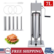 Sausage Stuffer 7L 15LB Stainless Steel Sausage Maker Meat Filler Machine Silver