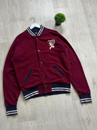 Vintage Polo Ralph Lauren Varsity Jacket Burgundy Snap Front Mens L Collegiate image 4