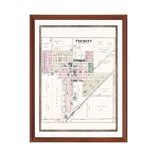 Vecchia mappa di Fremont, IN 1880 - Vintage Fremont Indiana Art - Foto 1 di 29