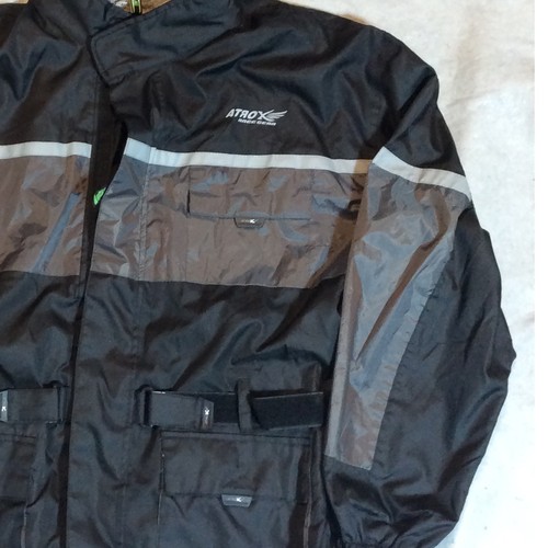 ATROX Rain Motorcycle Riding Jacket Men's Sz XL Reflective Protection Gear Hood - Picture 16 of 17