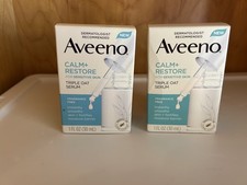2x Aveeno Calm + Restore For Sensitive Skin Triple Oat Serum 1oz #833