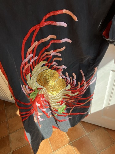 Japanese Silk Kimono Robe Late 20th Century Embroided See Description - Picture 7 of 12