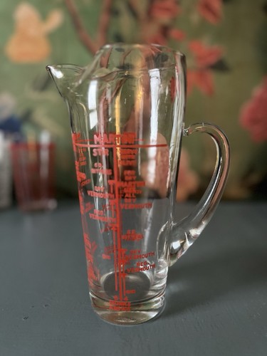Vintage Lot Of 3 Cocktail Recipe MCM Bar Ware Glasses & Pitcher - Picture 9 of 18