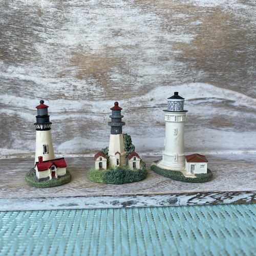 (3) LENOX Mini 'Thimble' Lighthouses Gray’s Harbor Yaquina Head Point Vicente