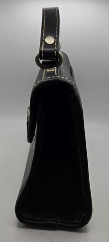 Vintage ESPIRT Mini 00s Top Handle Black Faux Leather Hand Bag w/Shoulder Strap - Picture 4 of 8